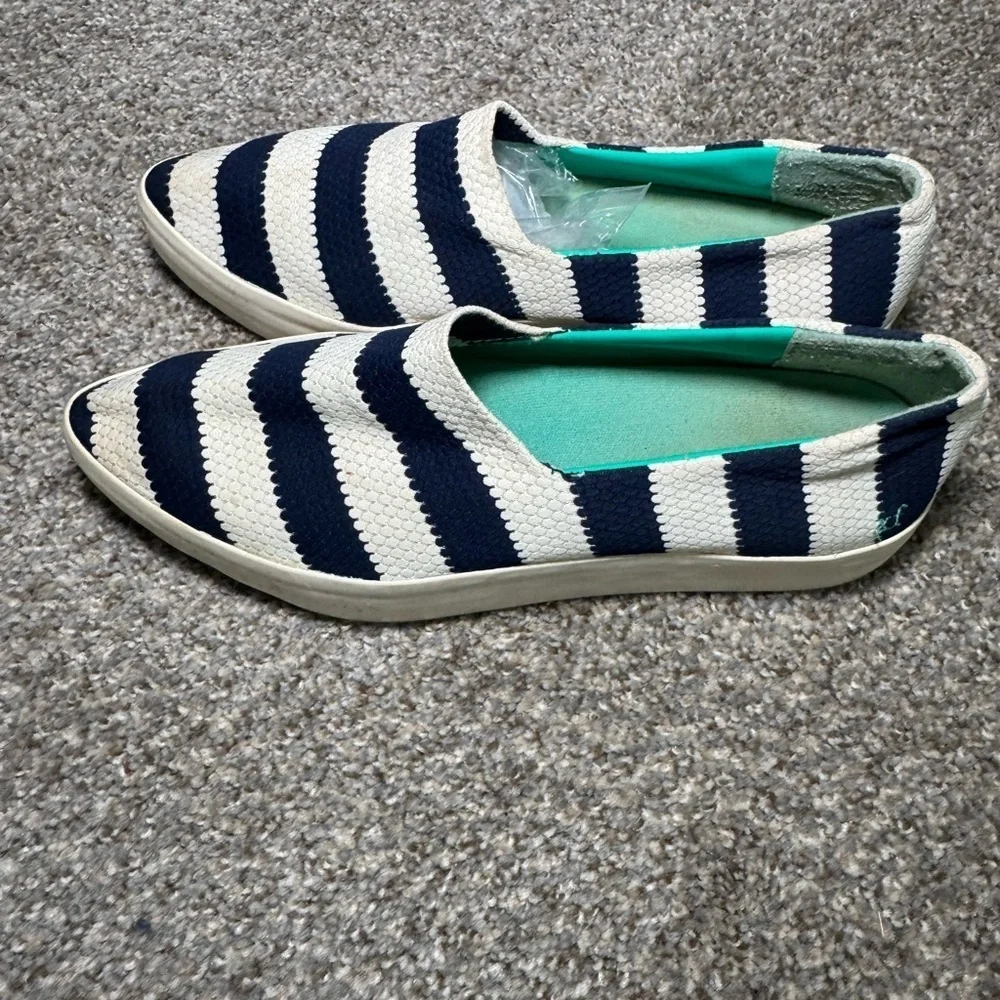 XF Striped Women’s Navy Nautical Slip-On Pointed Toe Shoes- Size 9